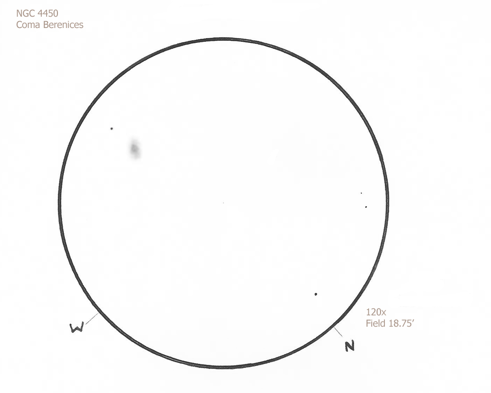 NGC 4450/Crv, 8.75" f4.5, 120x, W