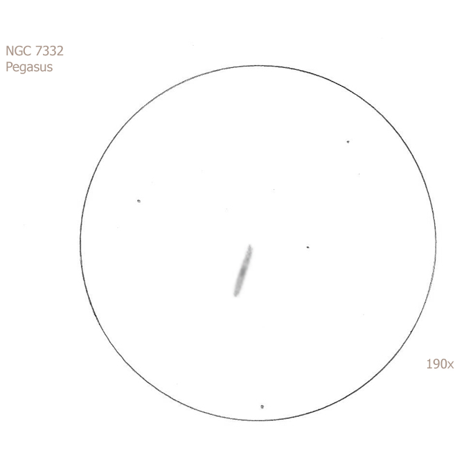 NGC 7332/Peg, 12" f5 Dob, 190x, 6.5/III/II, S