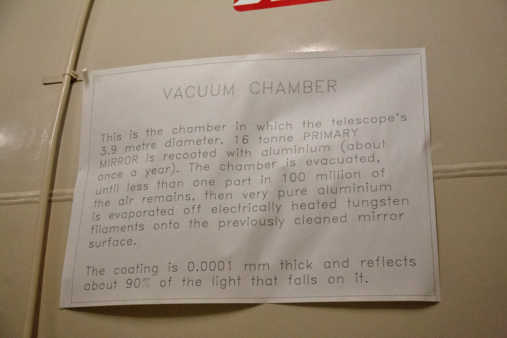 Notice on side of vacuum chamber